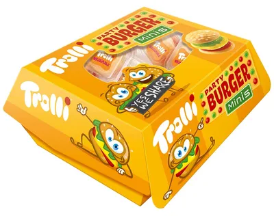 Image de Trolli Party Burger Minis Sucre mousse et gommes aux fruits 15 x 10g 150g