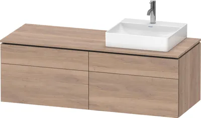 Image de Duravit L-Cube Meuble sous-lavabo en console suspendu, avec plan de toilette en console, 4 tiroirs, vasque à droite, 1420x482x550mm, LC4870R55550000