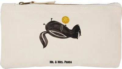 Produktbild von Mr. & Mrs. Panda Etui Stinktier Ball Größe S Klein - Weiß - Geschenk, Federtasche, aufbewahrungstasche, Skunk, beauty case, Mäppchen, Federmappe, Raubtier, Stinker