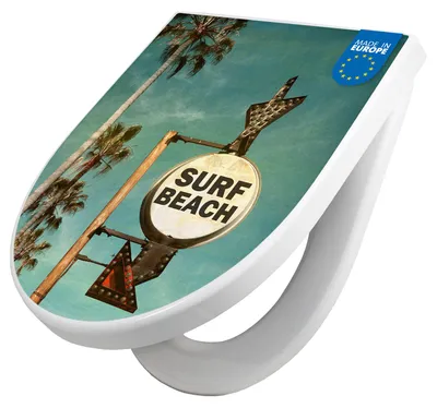 Produktbild von WC Sitz mit Absenkautomatik D Form Motiv Surf Beach [TDW3 11016]
