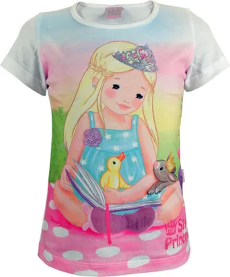 Produktbild von 81858 Disney Style Prinzess T-Shirt für Mädchen – Weiß, Gr. 104 – Märchenhaftes T-Shirt mit Prinzessinnen-Motiv für kleine Traumtänzerinnen