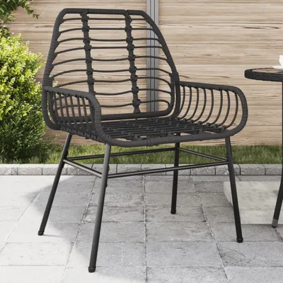 Produktbild von Design Gartenstühle 2 Stk. Schwarz Poly Rattan, Gartenstühle 2024 Neu
