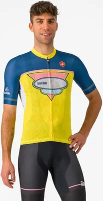 Produktbild von CASTELLI Kurzarm Fahrradtrikot - #GIRO107 OROPA - Gelb/Blau 2XL