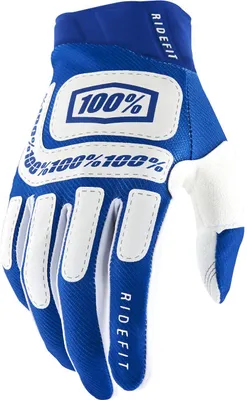 Produktbild von 100% Uni Handschuhe Ridefit , Bonita - Blau Weiß, M