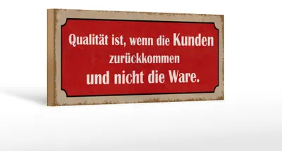 Produktbild von Holzschild Spruch 27x10cm Qualität ist Kunden zurückkommen