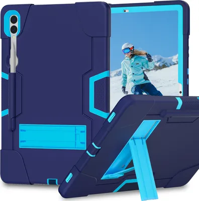 Produktbild von Hülle für Samsung Galaxy Tab S9 Plus/S9 FE Plus 12,4" SM-X810/X816B/X818U/X616B 2023 Hybrid Dreilagige Robust Stoßfest Schwerlast Schutzhülle mit Ständer Blau