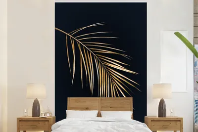 Obrázek produktu pro MuchoWow® Fototapety do obývacího pokoje nebo ložnice tapety vinylové motivy tapety Kapradina - zlatá - černá 225x350cm