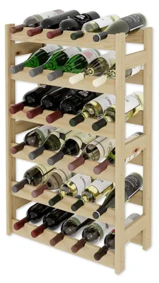 Imagen del producto de Estante para vinos, madera maciza, capacidad para 30 botellas, dimensiones: 86 x 53 x 25 cm