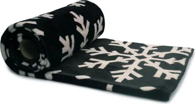 Immagine prodotto di Peluche Minky stampato su entrambi i lati, fiocchi di neve su sfondo nero, 50x160 cm