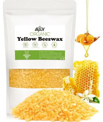 Immagine prodotto di Pastiglie di cera d'api gialla, 906g, per la produzione di candele e per progetti di cosmetici fai-da-te