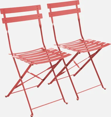 Immagine prodotto di Set 2 sedie da giardino bistrot pieghevole in metallo, Terracotta