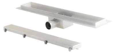 Immagine prodotto di Canalina doccia piastrellabile Hydroland Sleek 500 mm, acciaio inox, larghezza 62 mm, profondità 52 mm