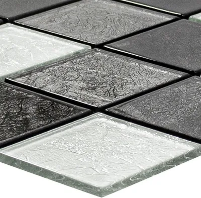 Produktbild von Glasmosaik Fliesen Curlew Schwarz Silber Q48 4mm