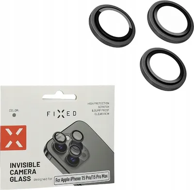 Produktbild von Fixed Kameraglas Objectivglas Handyglas Lens für iPhone 15 Pro / 15 Pro Max Grau