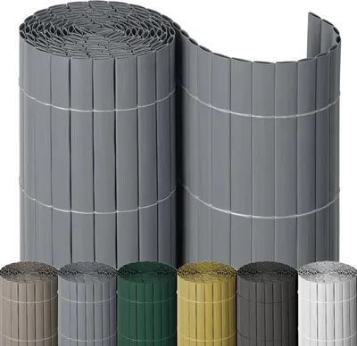 Produktbild von NOOR PVC Sichtschutzmatte - wetterfester Sichtschutzzaun für Balkon, Terrasse und Garten - 90x300 cm - Silber - stabile Balkonverkleidung