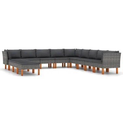 Produktbild von vidaXL 12-tlg. Garten-Lounge-Set mit Kissen Poly Rattan Grau