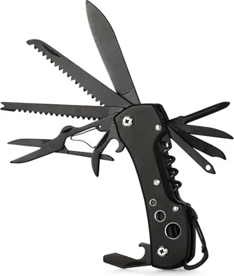 Produktbild von Taschenmesser mit 12 Funktionen, Schweizer Messer für Camping, Angeln, Outdoor mit Messer, Säge, Schere