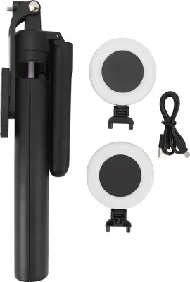 Produktbild von Automatische Gesichtsverfolgung Stabilisator für Smartphone Bluetooth 5.0 Fernbedienung Tragbarer Telefonhalter Quadrupod mit 2 Fülllichtern Selfie Vlogging