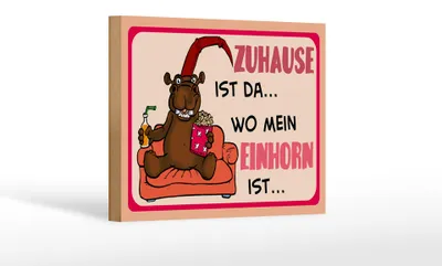 Produktbild von Holzschild Spruch 18x12cm Zuhause ist da wo mein Einhorn