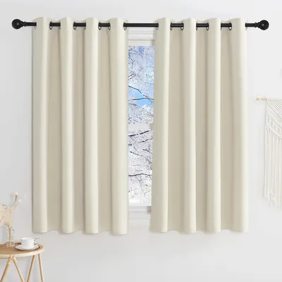 Verdunkelungsvorhänge, 2er-Set, 140x145 cm, hellbeige, thermoisolierend