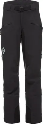 Schwarze Skihose Recon Stretch von Black Diamond mit zwei seitlichen Reißverschlusstaschen und verstellbarem Bund.