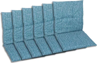 Produktbild von GO-DE Textil, Sesselauflage Niederlehner, 6er-Set, Farbe: blau, Maße ca.: 98 cm x 48 cm x 5 cm