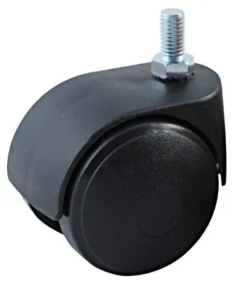 Produktbild von Lenkrolle mit Gewindestange 10x15 AVL - Schwarze Nylonrolle Ø 50 - Tragkraft 40 kg - 595525A