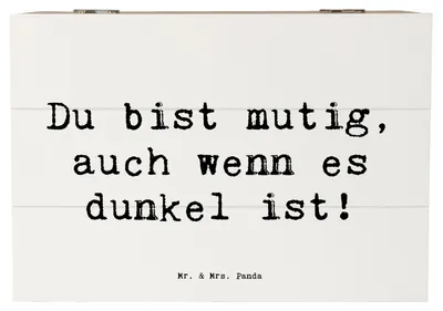 Produktbild von Mr. & Mrs. Panda Geschenkbox Spruch Angst vor Dunkelheit überwinden 22 x 15 cm - Weiß - Geschenk, Vertrauem, holzschatulle, Schatulle, Truhe, Trost, Zuversicht, fotobox