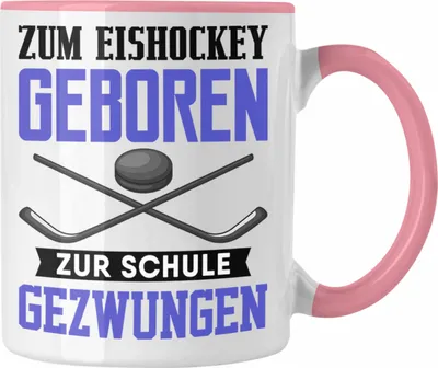 Produktbild von Trendation - Eishockey Tasse Geschenk Eishockey-Spieler Kinder Geschenkideen Zum Eishockey Geboren (Rosa)