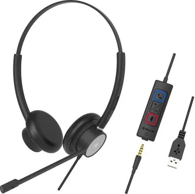 Image de Casque filaire Tellur voice 420, binaural, USB/3.5mm Jack, noir