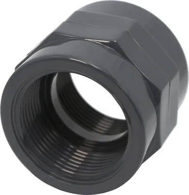 Produktbild von HAF 1x PVC Fittings Gewindemuffe mit 1 1/2" | Innengewinde x Innengewinde | Übergangsmuffe aus grauem PVC-U | PN16 für PVC Rohr, Schwimmbad & Teich