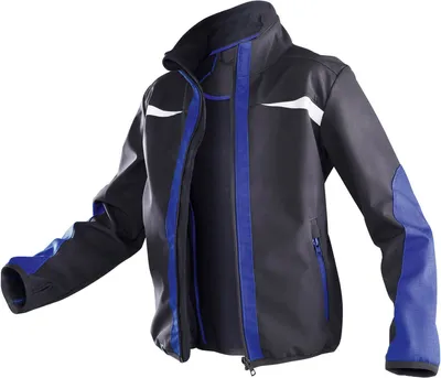 Produktbild von Kübler Kidz Kinder-Softshell Jacke schwarz/kbl.blau Gr. 146-152