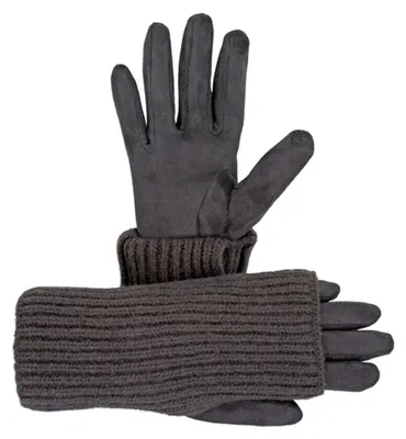 Balke 2 in 1 Handschuhe unifarben mit Strick-Stulpen in grau