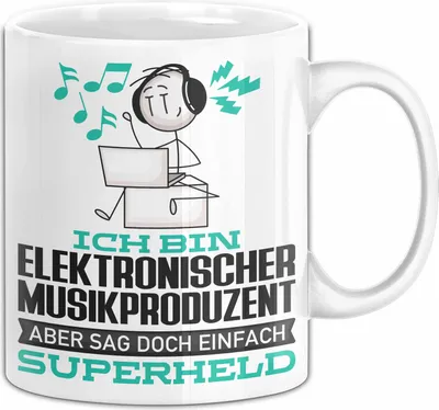 Produktbild von ElektronischerMusikproduzent Geschenk Tasse Ich Bin ElektronischerMusikproduzent Aber Sag Doch Einfach Superheld Lustige Geschenkdiee für ElektronischerMusikproduzent Kaffee-Becher (Weiß)