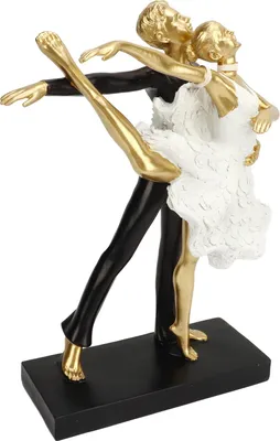 Produktbild von Romantisches Paar Tanzen Skulptur Nachbildungation Harz Elegantes Paar Ballett Tänzer Statue Figur Ornament Gold 7130W?02