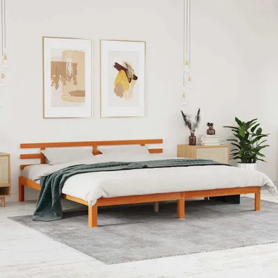 Productafbeelding van Maison Exclusive - Bedframe, donkerbruin, 203,5 x 205,5 x 69,5 cm, massief grenenhout