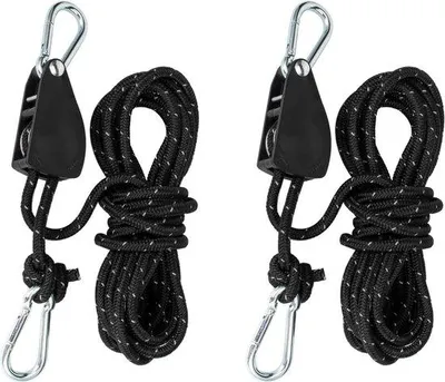 Produktbild von Kabelspanner, 4 m katrol met scheerlijnen, touwrem, geschikt voor camping, zonnezeil, tent