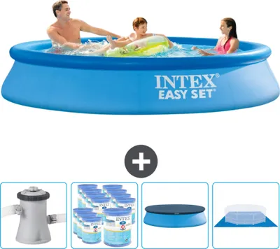 Immagine prodotto di Piscina gonfiabile rotonda Intex Easy Set - 305 x 61 cm - blu - inclusa pompa - filtro - copertura - telo di fondo