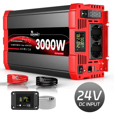 Zdjęcie produktu dla Inwerter, moc znamionowa 3000W, wyświetlacz LCD, 24V 3000W (szczytowo 6000W)