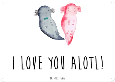Produktbild von Mr. & Mrs. Panda tafel Axolotl Liebe DIN A6 - Weiß - Geschenk, für Partner, Schild, Hochzeitstag, Magnetschild, Liebesbeweis, Blechschild, Freundin, Türschild, Wandbild