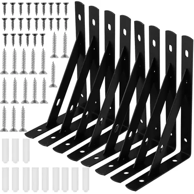 Imagen del producto de Soporte de pared, juego de 8, color , forma triangular, 150 mm, para montaje en pared, ideal para estanterías