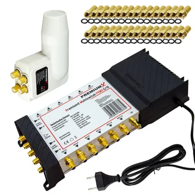 Produktbild von PremiumX Multischalter Set 5/12 SAT Multifeed Quattro LNB 32x F-Stecker
