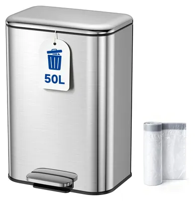 Abfalleimer 50 L Edelstahl Pedaleimer Softclose rechteckig