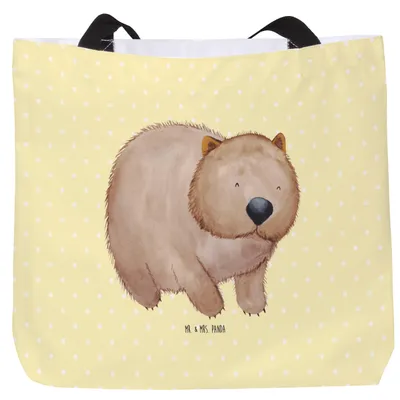 Produktbild von Mr. & Mrs. Panda Schultasche Wombat - Gelb Pastell - Geschenk, Spruch, Beutel, Tasche, Laptoptasche, Das Leben Ist schön, Motivation, Strandtasche, Lustige Sprüche