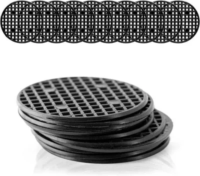 Image de Lot de 10 grilles de drainage en plastique noir pour pots de bonsaï, pots de fleurs ou jardinières - diamètre 55 cm