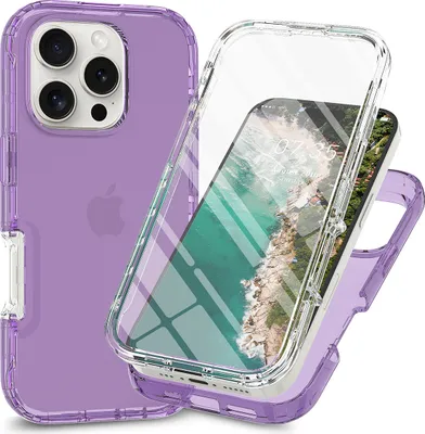 Produktbild von iPhone 16 Pro Hülle, Bumper mit Eingebautem Displayschutz Komplettschutz Schutzhülle für iPhone 16 Pro Violett