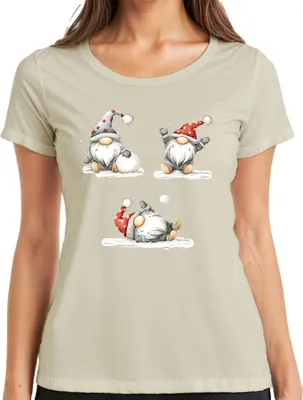 Produktbild von Weihnachtswichtel Skandinavisch Schneeball niedlich Geschenk Damen T-Shirt, Natur, XL