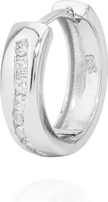 Produktbild von Einzel Klappcreole 925 Silber anlaufgeschützt Zirkonia Weiß 17mm Creole Ohrringe