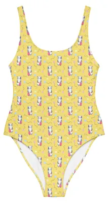 Produktbild von Mr. & Mrs. Panda Badeanzug Panda Shopping Größe M - Ecru - Geschenk, Einkaufen, Damen-Einteiler, Bademode, Beachwear, Shoppen, Swimsuit, Shape-Badeanzug