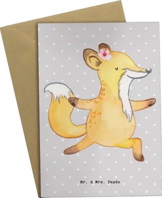 Produktbild von Mr. & Mrs. Panda Grußkarte Kinderyogalehrerin Herz - Grau Pastell - Geschenk, osterkarte, weihnachtskarten, einladungskarten, Grußkarten, babykarte